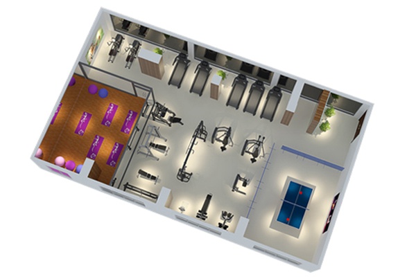 120平方健身房配置方案-廣西快盈VIII體育健身器材有限公司